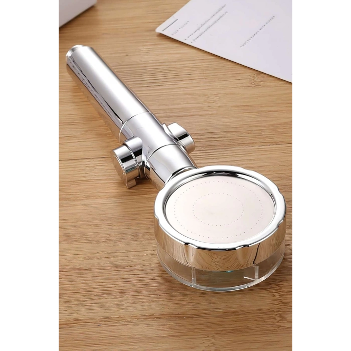 Turbo Duş Başlığı Su Tasarruflu 360 Hareketli Pervaneli Tazyikli Tuşlu Duş Başlığı (5148)