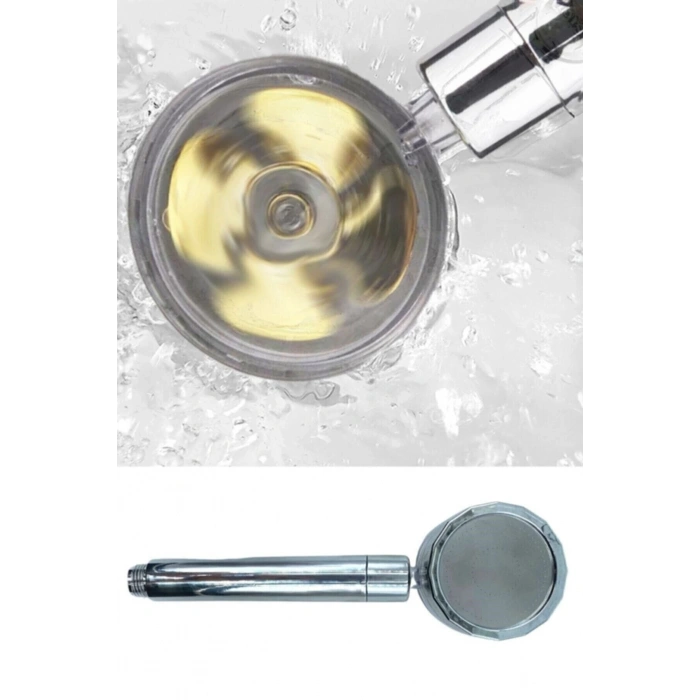 Turbo Duş Başlığı Su Tasarruflu 360 Hareketli Pervaneli Tazyikli Tuşlu Duş Başlığı (5148)