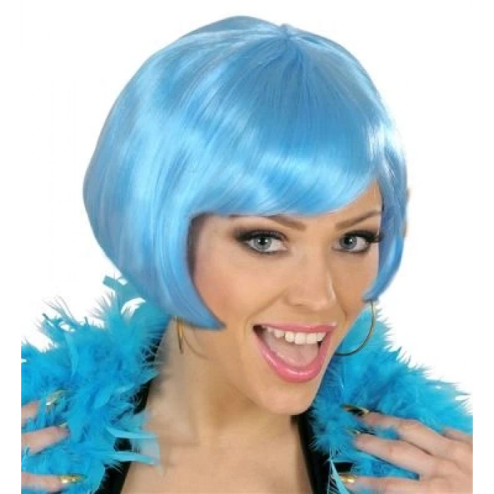 Turkuaz Renk Parti Peruğu Küt Saç (5148)