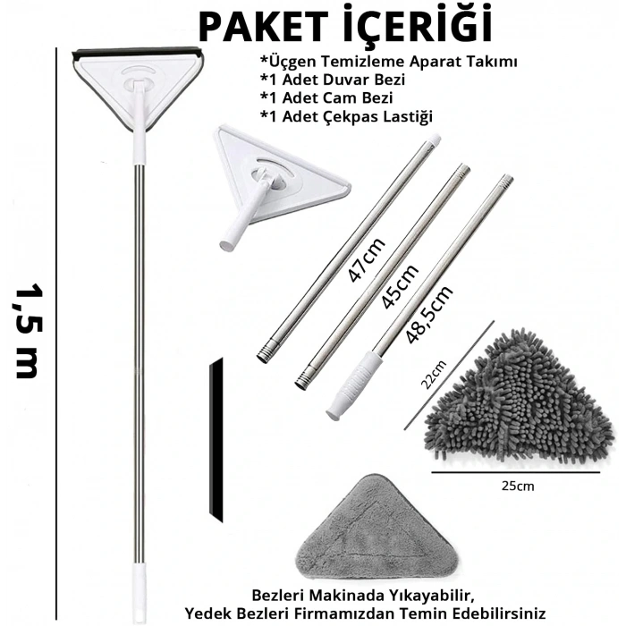 Timion Üçgen Mop Cam Duvar Tavan Fayans Parke Temizleyici Mop (5148)