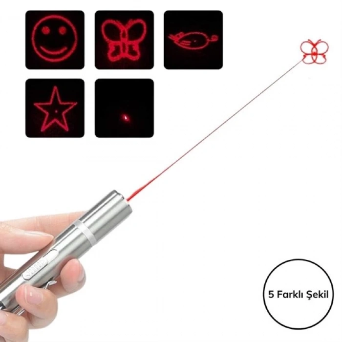 Usb İle Şarj Edilebilen 3ın 1 Kırmızı Işık +beyaz Led Meşale Işık + Uv El Feneri Kedi Lazeri (5148)