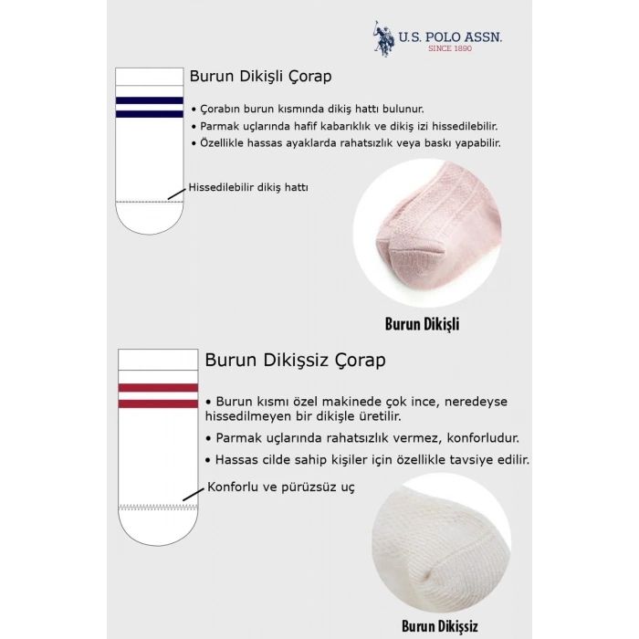 U.S.Polo Kız Bebek Çorap USB2208 Pudra Ekru Somon (ADET FİYATIDIR)