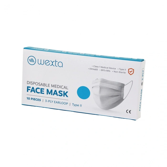 WEXTA BEYAZ 3 KATLI MEDİKAL CERRAHİ YÜZ MASKESİ 10PCS x 24 = 240 ADET (5148)