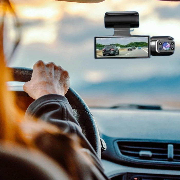 WiFi Destekli Araç İçi &amp; Dışı Çift Kameralı Dikiz Aynası Kamera (5148)