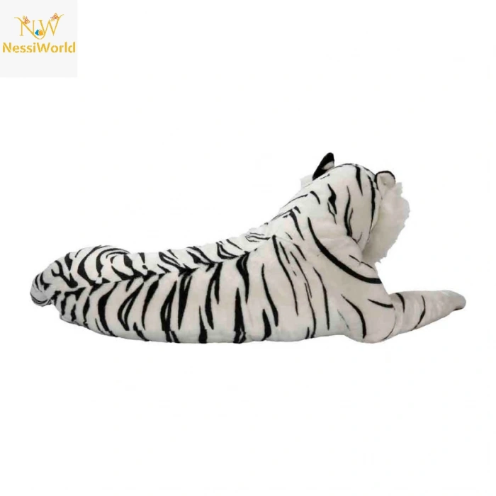 Yan Yatan Beyaz Peluş Kaplan 90 cm