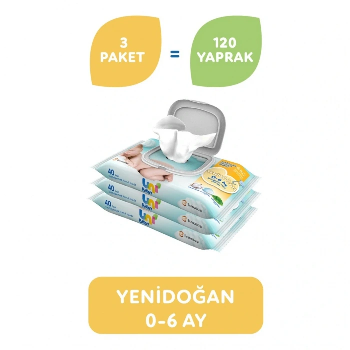 Yenidoğan Islak Havlu Mendil 3Lü 120 Yaprak