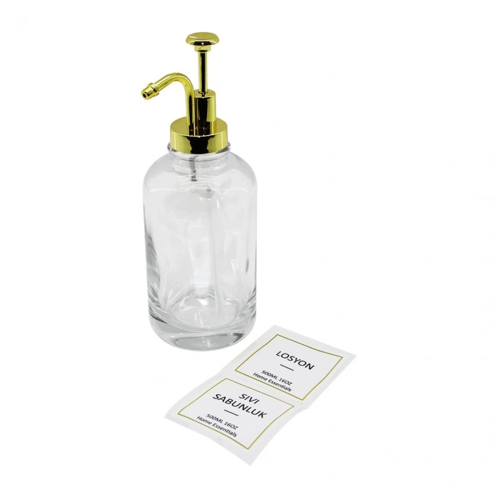 Yuvarlak Şeffaf Cam Sıvı Sabunluk 500ml (5148)