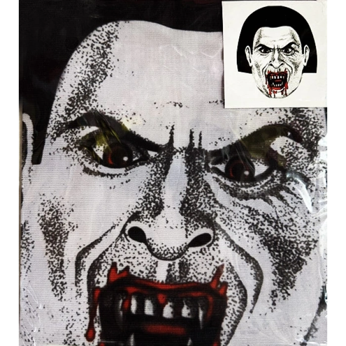 Yüze Yapışan Kafaya Tam Geçmeli Streç Kanlı Vampir Maske Bez Maske Model 2-2 (5148)