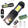 2500 Lumens + 5w Cob Led Usb Lion Şarjlı Ultra Güçlü Q5 Xpe Su Geçirmez Şarjlı El Feneri (5148)
