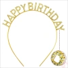 Altın Gold Renk Kristal Taşlı Parlak Happy Birthday Taç 16x17 cm (5148)