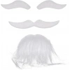 Beyaz Renk Kendinden Yapışkanlı Takma Sakal Bıyık ve Kaş Seti