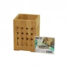 Büyük - Pencereli  Kare=10x10cm  Ahşap Bambu Kaşıklık Organizer (5148)