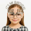 İts My Birthday Yazılı Taç ve Mum Şekilli Gözlük Seti Gümüş Renk NessiWorld