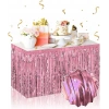 Kendinden Yapışkanlı Rose Gold Metalize Püsküllü Masa Eteği – 75 x 275 cm Parti Süslemesi (5148)
