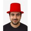 Kırmızı Renk Plastik Nubuk Kadife Kaplama Fötr Şapka 11 cm