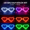 LED Işıklı Kalp Pilli Parti Gözlüğü – 6 Adet / 5 Renk Set