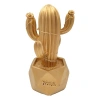 Led Işıklı Sevimli Kaktüs Dekoratif Masa Lambası Mini Biblo Gece Lambası-gold (5148)