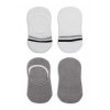 NessiWorld 2Li Penye Babet Silikon Çemberli Çorap 30102 Gri Beyaz