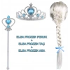 Örgülü Karlar Ülkesi Frozen Elsa Peruğu Tacı ve Sopası Çocuk Boy