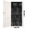 Siyah Renk Ekstra Metalize Parlak Saçaklı Arka Fon Perde İthal A Kalite 1x2 Metre (5148)