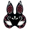 Timion Siyah Renk Kırmızı Beyaz Simli Siyah Süet Kaplama Tavşan Maskesi 18x16 cm