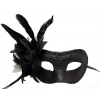 Siyah Renk Metalize Sim Görünümlü Parlak Tüylü Parti Maskesi 22x19 cm (5148)