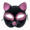 Timion Siyah Renk Pembe Simli Süet Kedi Maskesi 18x14 cm
