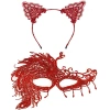 Timion Alevin Zarafeti Kırmızı Dantel Maske ve Taç Seti 4 No – Kadın Kostüm Tamamlayıcı (5148)