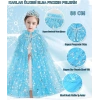 Timion Karlar Ülkesi Elsa Frozen Mavi Pelerin – 80 cm Kar Desenli Çocuk Pelerini ( Taç Hariç ) (5148)