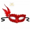 Timion Kırmızı Taşlı Venedik Parti Maskesi – Tüylü Payetli