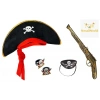 Timion Korsan Şapkası + Tabanca + Maske + 2 Adet Yüzük Kostüm Seti Çocuk