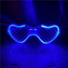 Timion Mavi LED Işıklı Kalp Gözlük – 3 Modlu Parti - Glow Gözlüğü (5148)