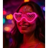 Timion Pembe LED Işıklı Kalp Gözlük – 3 Modlu Parti - Glow Gözlüğü (5148)