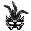 Timion Siyah Renk Siyah Süet Kaplama Tüylü Kelebek Figür Parti Maskesi 24x18 cm (5148)
