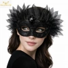 Timion Siyah Taşlı Venedik Maskesi Lüks Tüllü Parti Maskesi