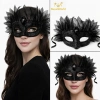 Timion Siyah Taşlı Venedik Maskesi Lüks Tüllü Parti Maskesi
