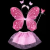 Timion Toz Pembe Kelebek Kostümü - Toz Pembe Kelebek Kostüm Aksesuar Seti 4 Parça (5148)