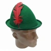 Timion Yeşil Renk Kırmızı Tüylü Peter Pan Şapkası Robin Hood Şapkası 24X23 cm