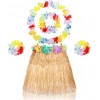 Timion Yetişkin Çocuk Hawaii Parti Seti - 40 cm Naturel Etek + Çiçek Aksesuarlar (5 Parça) NessiWorld