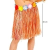 Timion Yetişkin ve Çocuk Uyumlu Turuncu Renk Püsküllü Hawaii Luau Hula Etek 40 cm