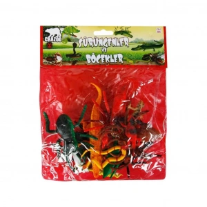 0716 Sürüngenler ve Böcekler Poşetli Hayvan Oyun Seti 13lü