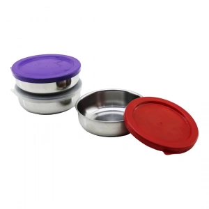 12cm   Çelik  Saklama Kabı  Renkli - Şeffaf Plastik Kapak (5148)