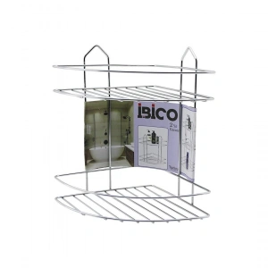 2 KATLI - ÜÇGEN   KROM   METAL  BANYO KÖŞELİK - DUŞKABİN RAF (5148)