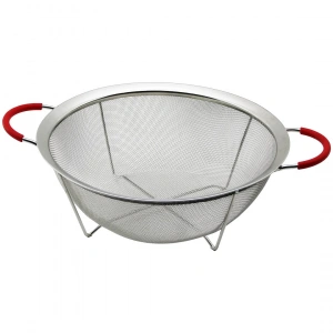 28cm Tel Sepet Metal Süzgeç Silikon Kılıflı Kulp Metal Çerçeve - Ayak (5148)