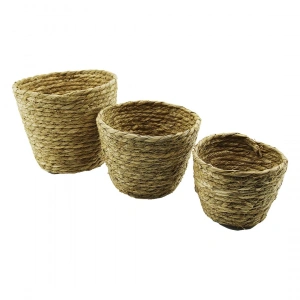 3 Boy Yuvarlak Hasır Organizer Sepet Ç: 15-18-20cm - Y: 11-14-16cm (5148)