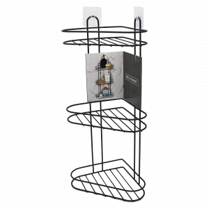 3 Katlı  Siyah Metal Köşe Rafı (5148)