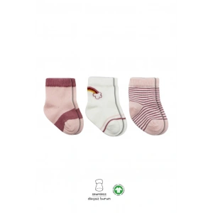 Timion 3Lü Penye Rainbow Soket Çorap BS10113 Pudra