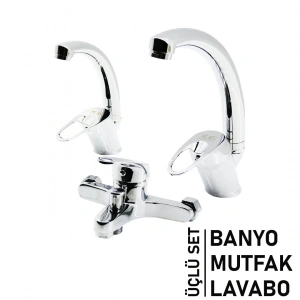 3LÜ SET   BANYO - EVYE MUTFAK - LAVABO   AÇ KAPA  MİX BATARYA MUSLUK (5148)