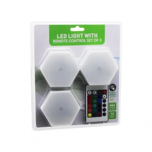 3pcs - Altıgen - Rgb   Kumandalı - Pilli - Dokunmatik  Lamba Seti  6 Led (5148)