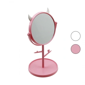 6 İnç  - 15cm Yuvarlak - Boynuzlutakı Askılıklı Makyaj Aynası Renkli Plastik Takılık Sepetli=15cm (5148)